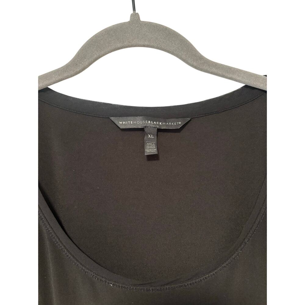 White House Black Market Black Blouson Dress Women’s XL Short Sleeve Stretch - Picture 3 of 9